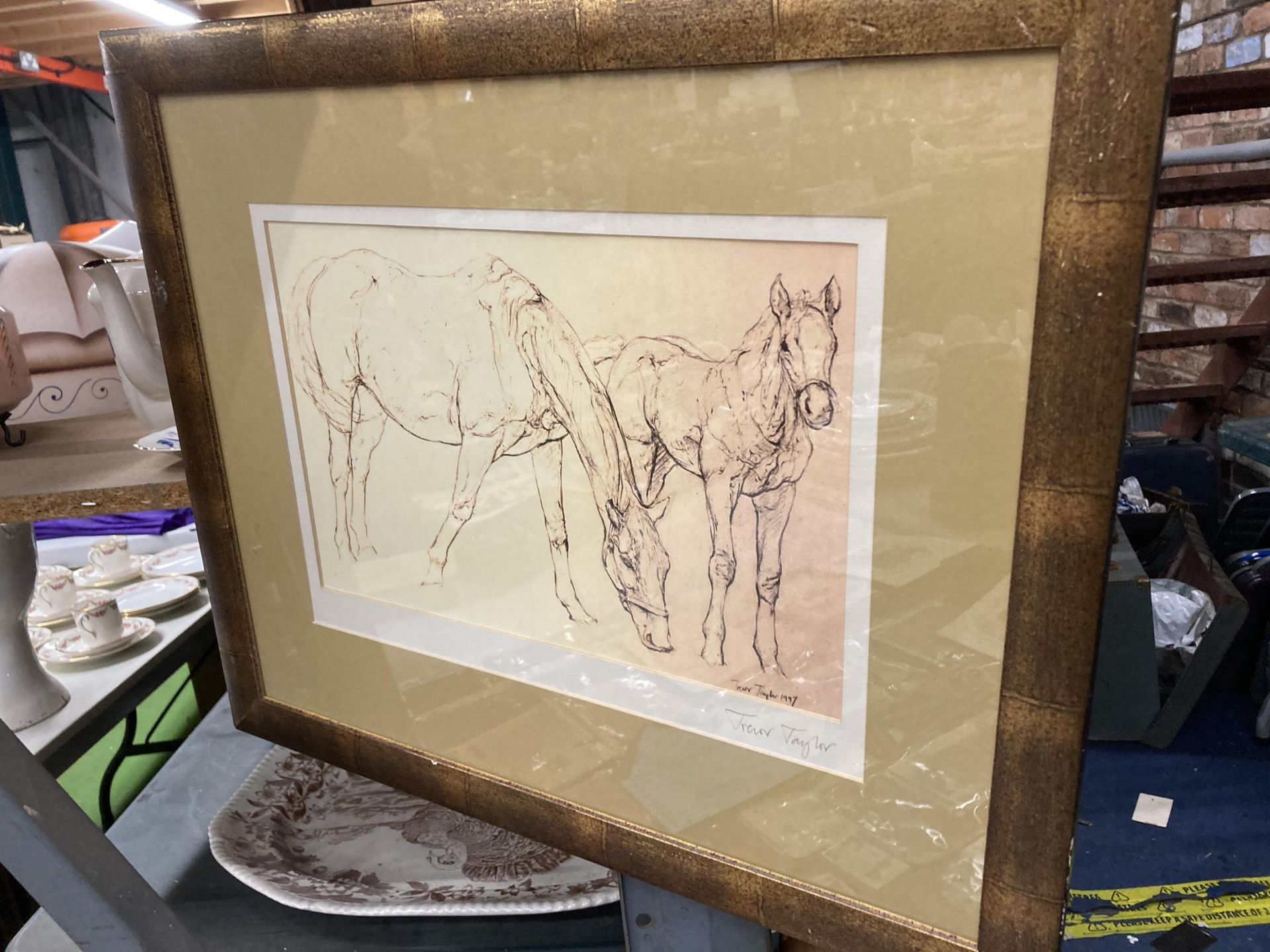 TWO FRAMED PENCIL SIGNED TREVOR TAYLOR HORSE PRINTS - Bild 2 aus 4