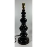 A ROYAL DOULTON CHESNUT BROWN 'HOOPS' HOOPED DESIGN TABLE LAMP, HEIGHT 41 CM