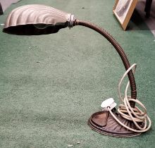 A VINTAGE WHITE METAL SHELL SHAPED ANGLEPOISE LAMP