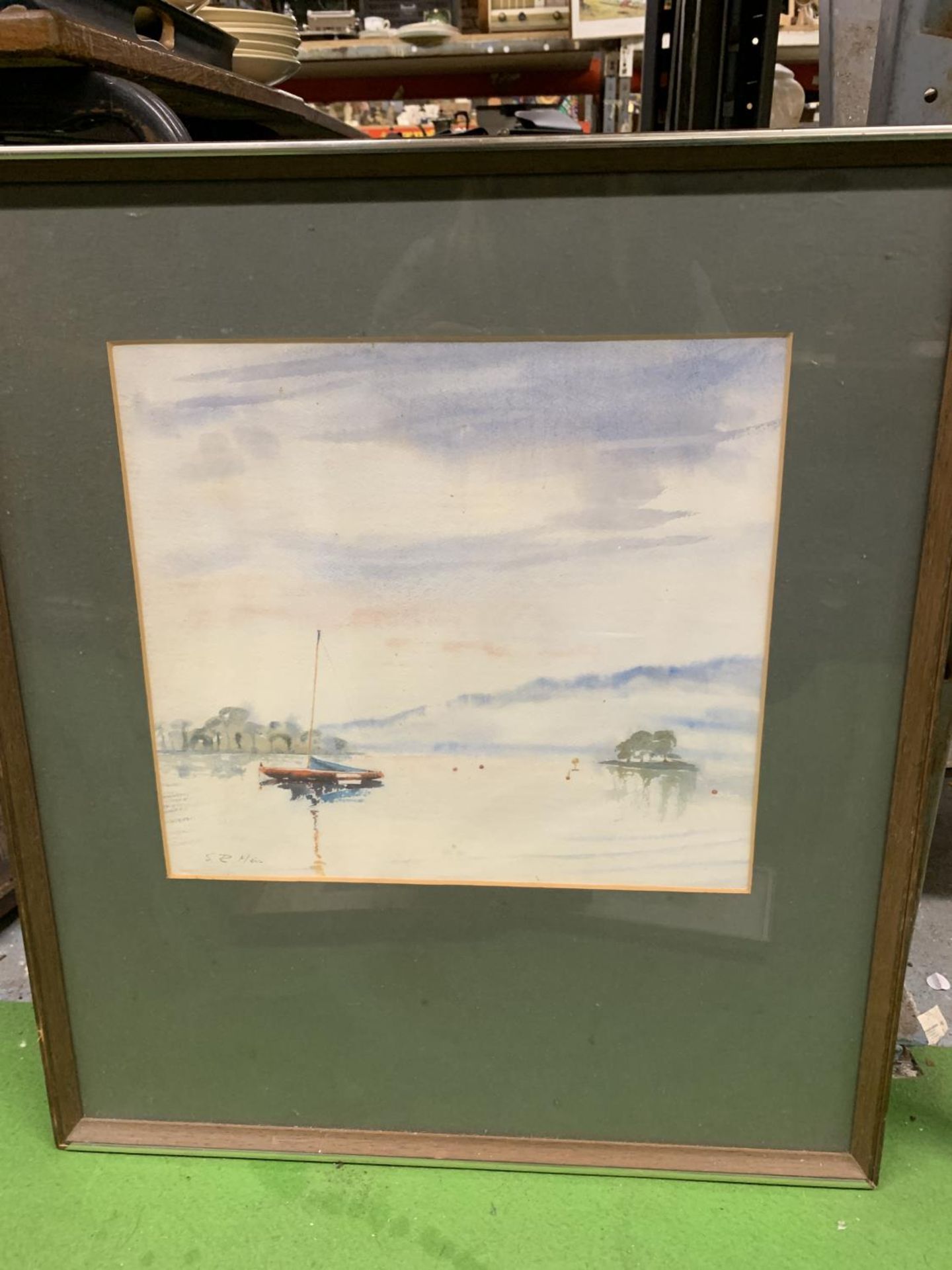 S.R. MEIN 'SAILING BOAT AT ANCHOR' WATERCOLOUR, SIGNED, 33CM X 36CM, FRAMED AND GLAZED, THREE SIGNED - Image 2 of 5