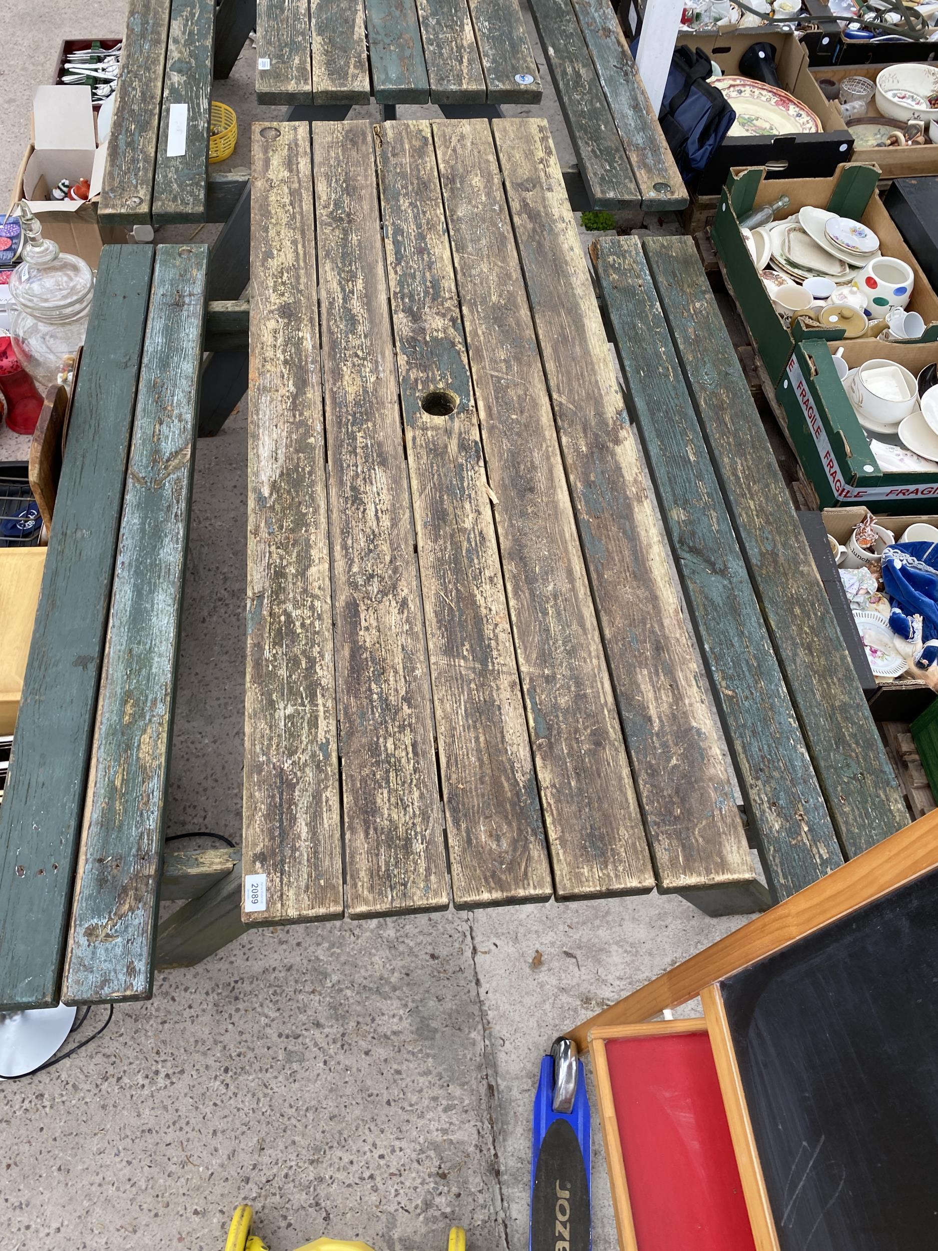 A WOODEN PICNIC BENCH - Image 2 of 2