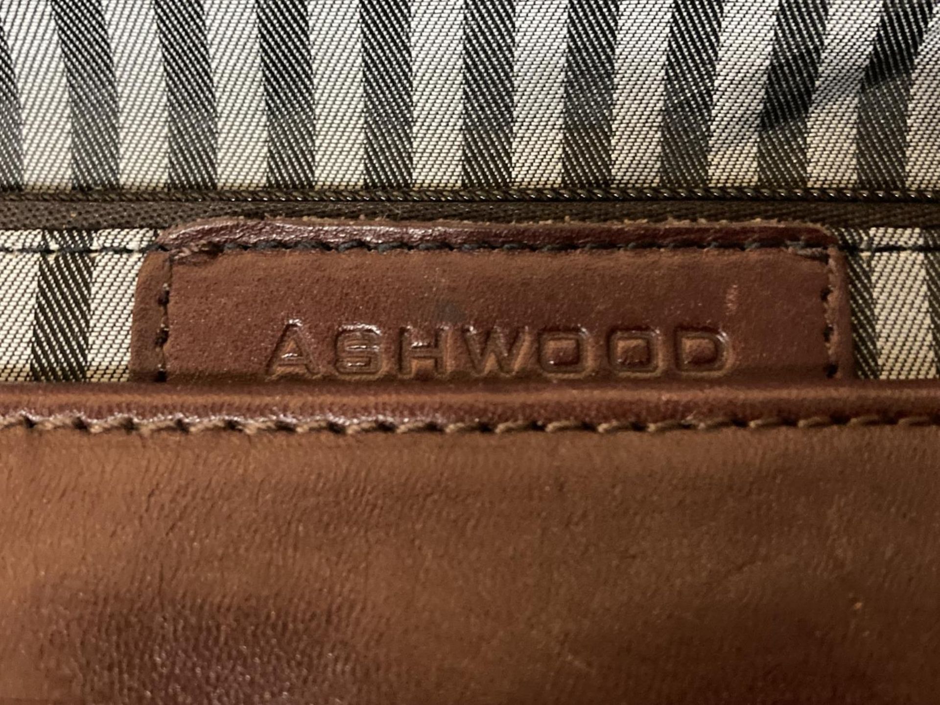 TWO VINTAGE LEATHER BRIEFCASES, ONE BEING ASHWOOD, PLUS A SUEDE SHOPPER - Image 2 of 4