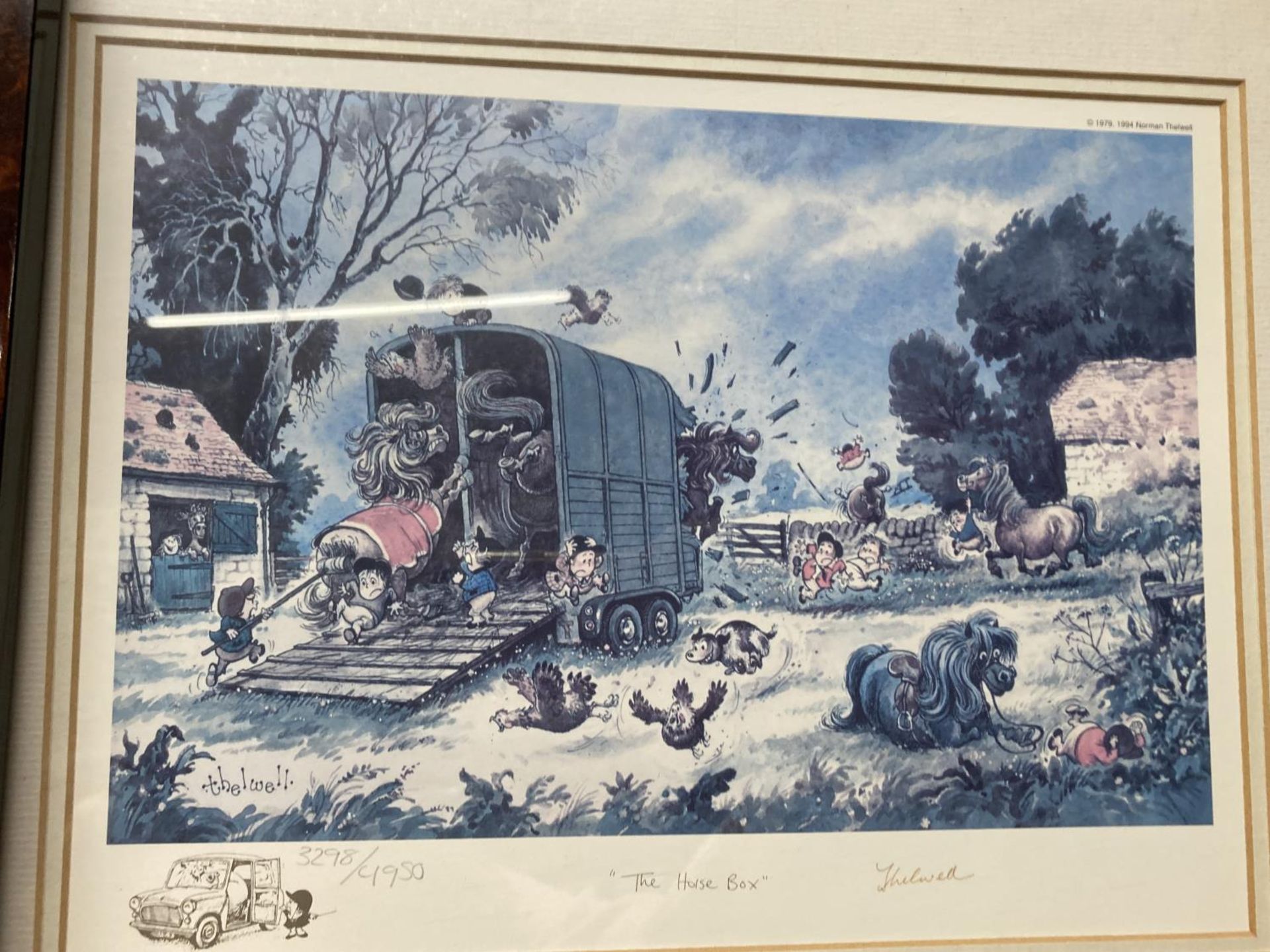 FOUR SIGNED LIMITED EDITION PRINTS BY THELWELL TO INCLUDE "WILLOWBROOK RIDING SCHOOL" "RODEO" " - Bild 7 aus 7