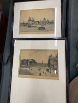 A PAIR OF LIVERPOOL ETCHINGS, 26CM X 33CM