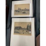 A PAIR OF LIVERPOOL ETCHINGS, 26CM X 33CM