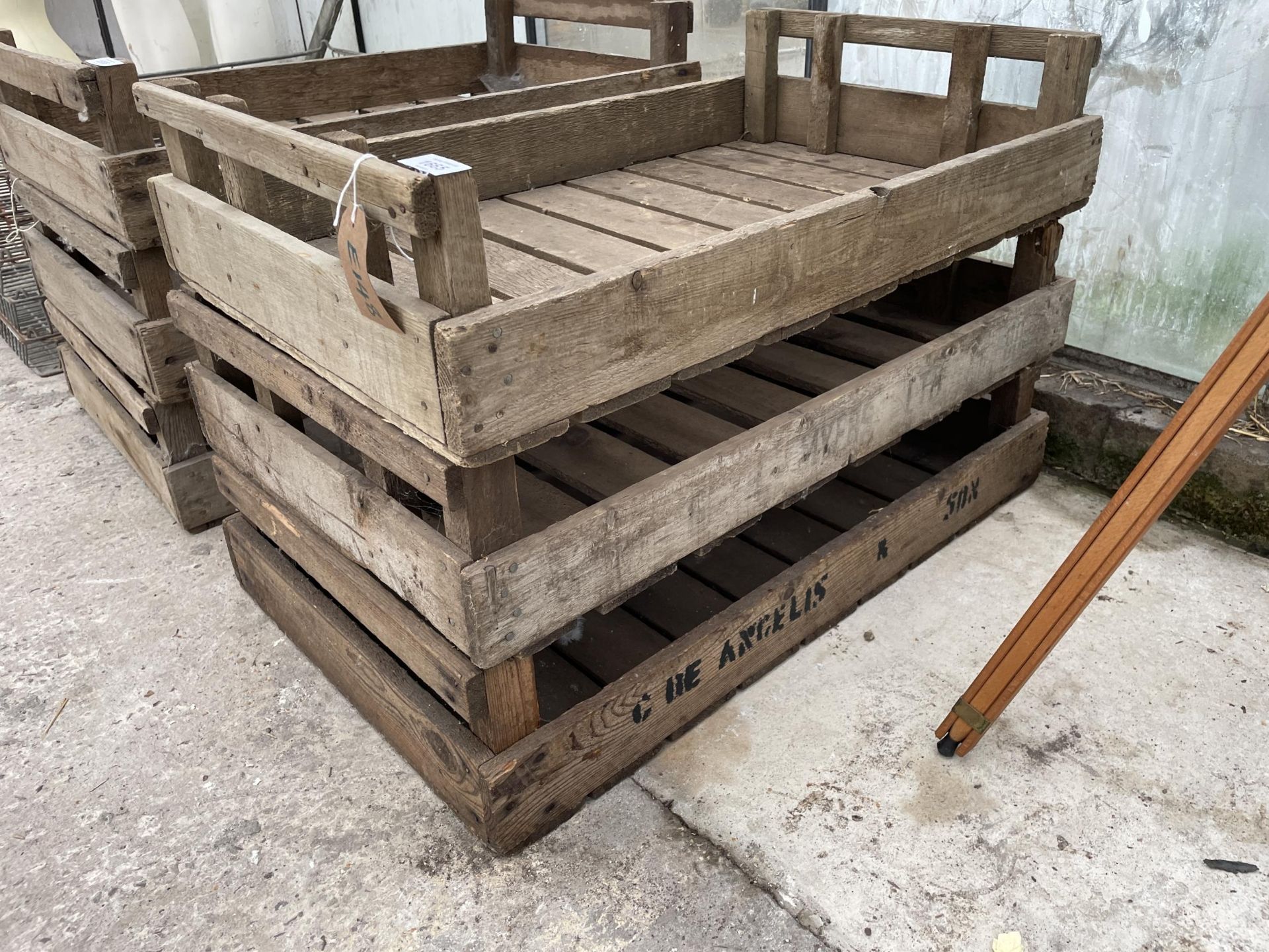 THREE VINTAGE WOODEN POTATO SPRITTING BOXES - Image 2 of 2