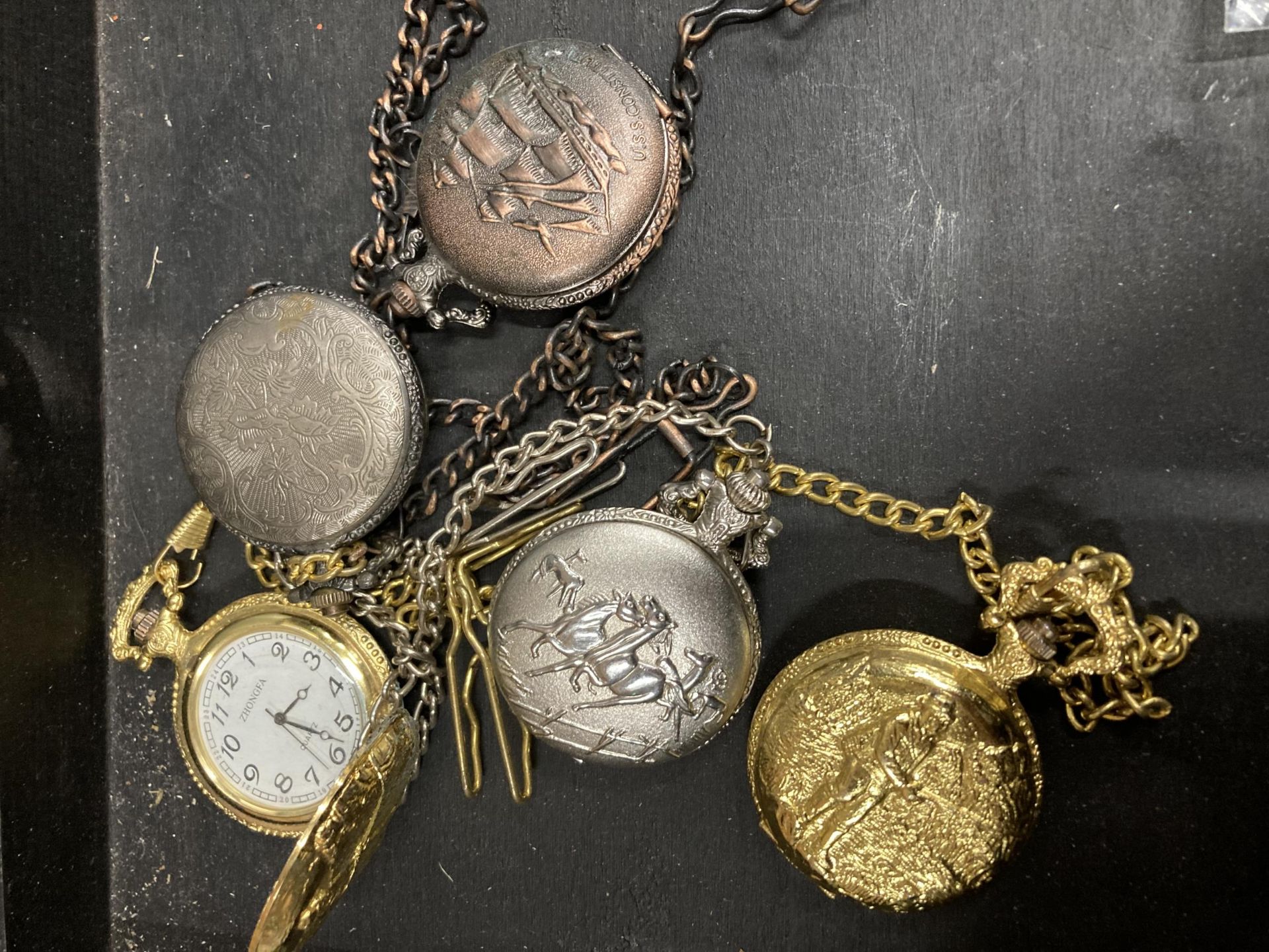 A CASE OF ASSORTED COMMEMORATIVE COINS, MODERN POCKET WATCHES ETC - Image 2 of 6