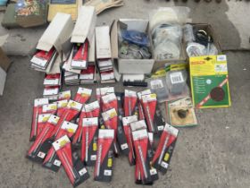 AN ASSORTMENT OF TOOLS AND HARDWARE TO INCLUDE PACKAGED DRILL BITS ETC