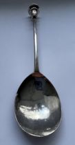 A GEORGE III, POSSIBLY 1773, HALLMARKED LONDON SILVER SPOON WITH WAX SEAL TYPE END, MAKER