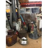 A VINTAGE POSSIBLY ARTISTS LOT TO INCLUDE BOXES, METAL POTS, ETC