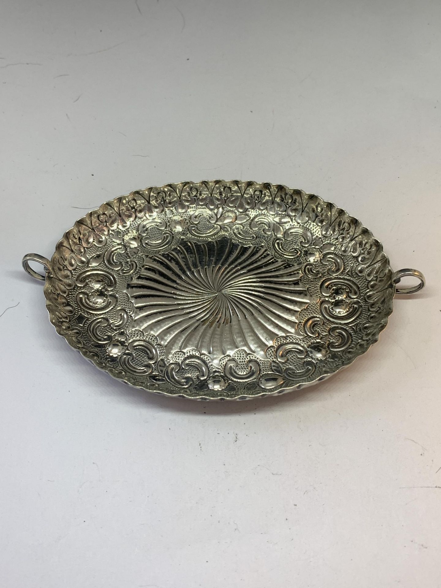 A HALLMARKED SHEFFIELD BUTTER TRAY