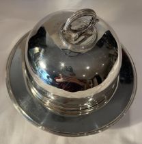 A VICTORIAN 1892 HALLMARKED BIRMINGHAM SILVER DOMED SERVING DISH WITH INNER PLATE AND BASE