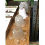 A GROUP OF ART DECO STYLE FROSTED LAMP SHADES