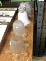 A GROUP OF ART DECO STYLE FROSTED LAMP SHADES