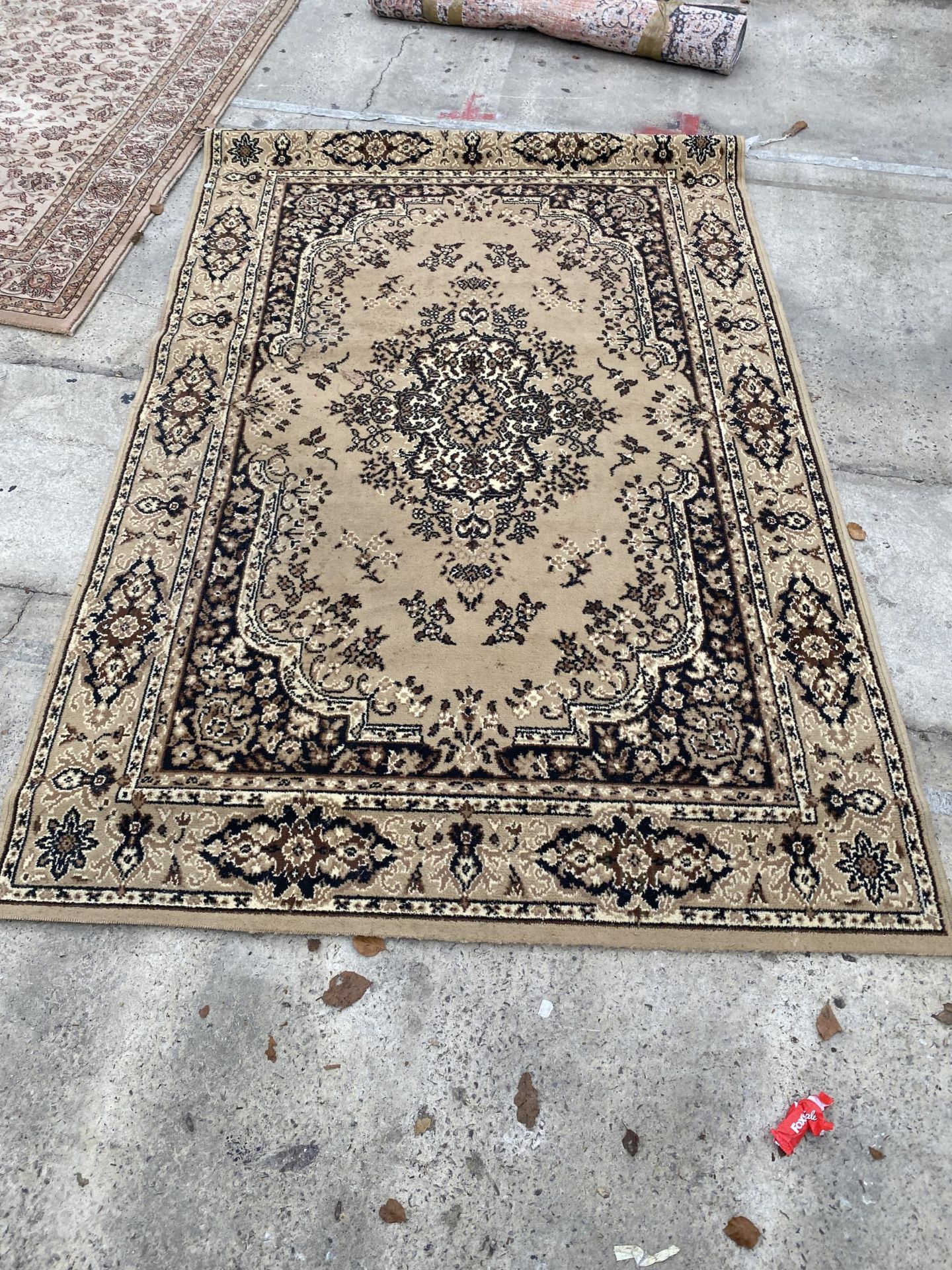 A CREAM PATTERNED RUG