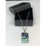 A SILVER MOTHER OF PEARL BOXED NECKLACE