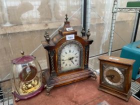 THREE VARIOUS VINTAGE MANTLE CLOCKS