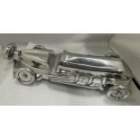 A 1930S STYLE LARGE CHROME RACING CAR MODEL, 20" LONG