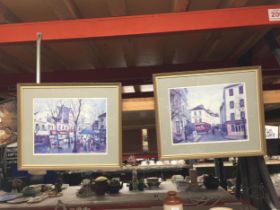 TWO FRAMED 'GEORGE B' STREET SCENE PRINTS