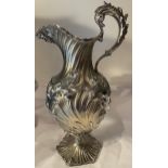 AN ORNATE 1830 HALLMARKED LONDON SILVER CLARET JUG, MAKER CHARLES FOX II GROSS WEIGHT 878 GRAMS