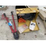 A LARGE ELECTRIC WOOD PLANER AND A PAIR OF SILVERLINE BOLT CUTTERS