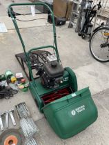 A SUFFOLK PUNCH PETROL 14SK CYLINDER MOWER COMPLETE WITH GRASS BOX