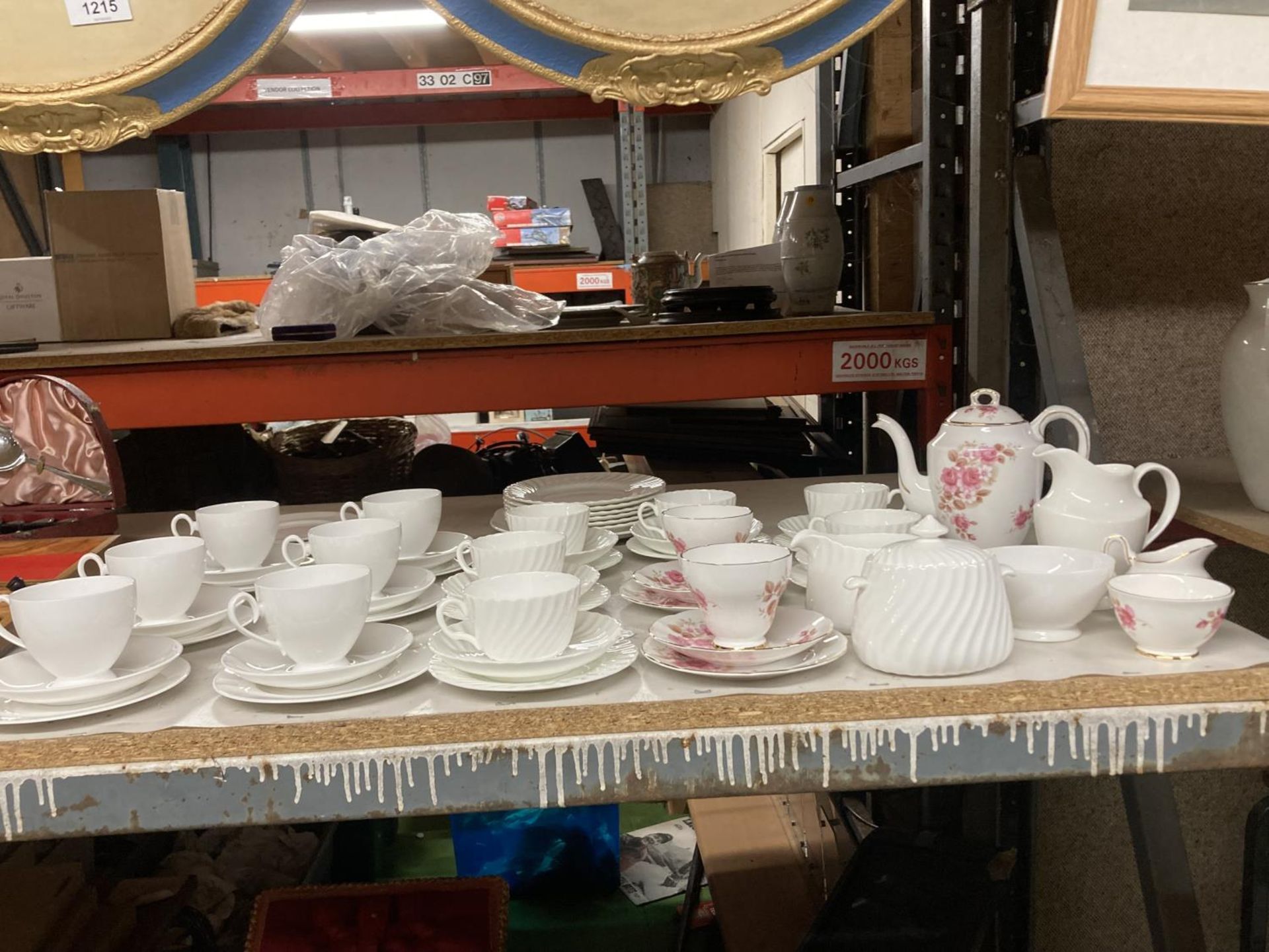 A PART ROYAL SUTHERLAND PART TEASET TO INCLUDE A COFFEEPOT TOGETHER WITH A FURTHER WHITE TEASET