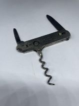 A VINTAGE JOHN WATTS SHEFFIELD PENKNIFE, CIGAR CUTTER AND CORKSCREW