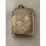 A VICTORIAN 1899 HALLMARKED BIRMINGHAM SILVER VESTA CASE, MAKER POSSIBLY JOHN ROSE, GROSS WEIGHT