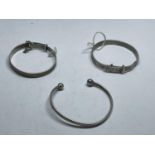 THREE SILVER BABY BANGLES WEIGHT 15.5 GRAMS