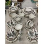 A LARGE BONE CHINA FLORAL PART DINNER SERVICE