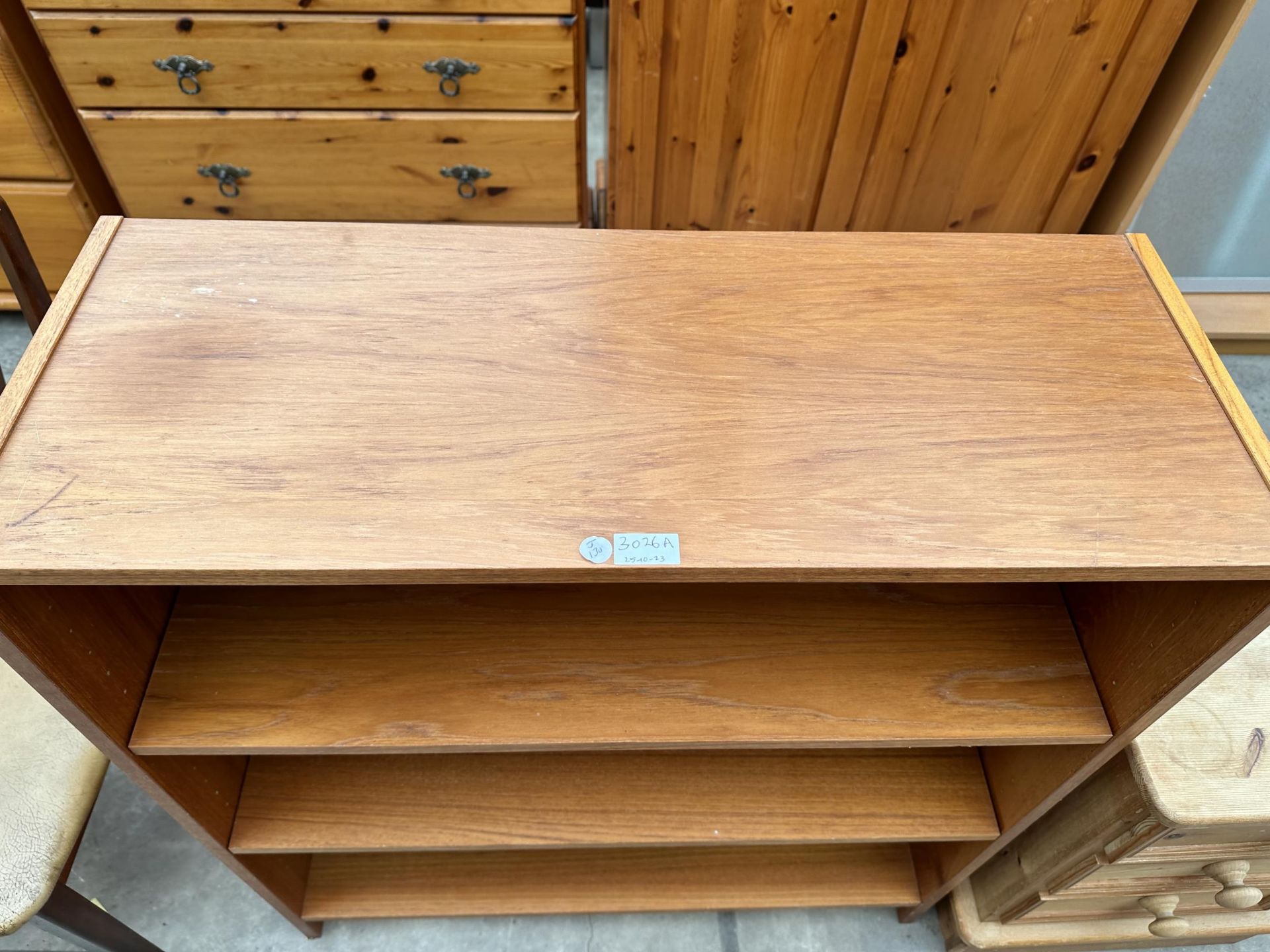 A TEAK STAMPED MADE IN DENMARK THREE TIER OPEN BOOKSHELF - Image 2 of 2