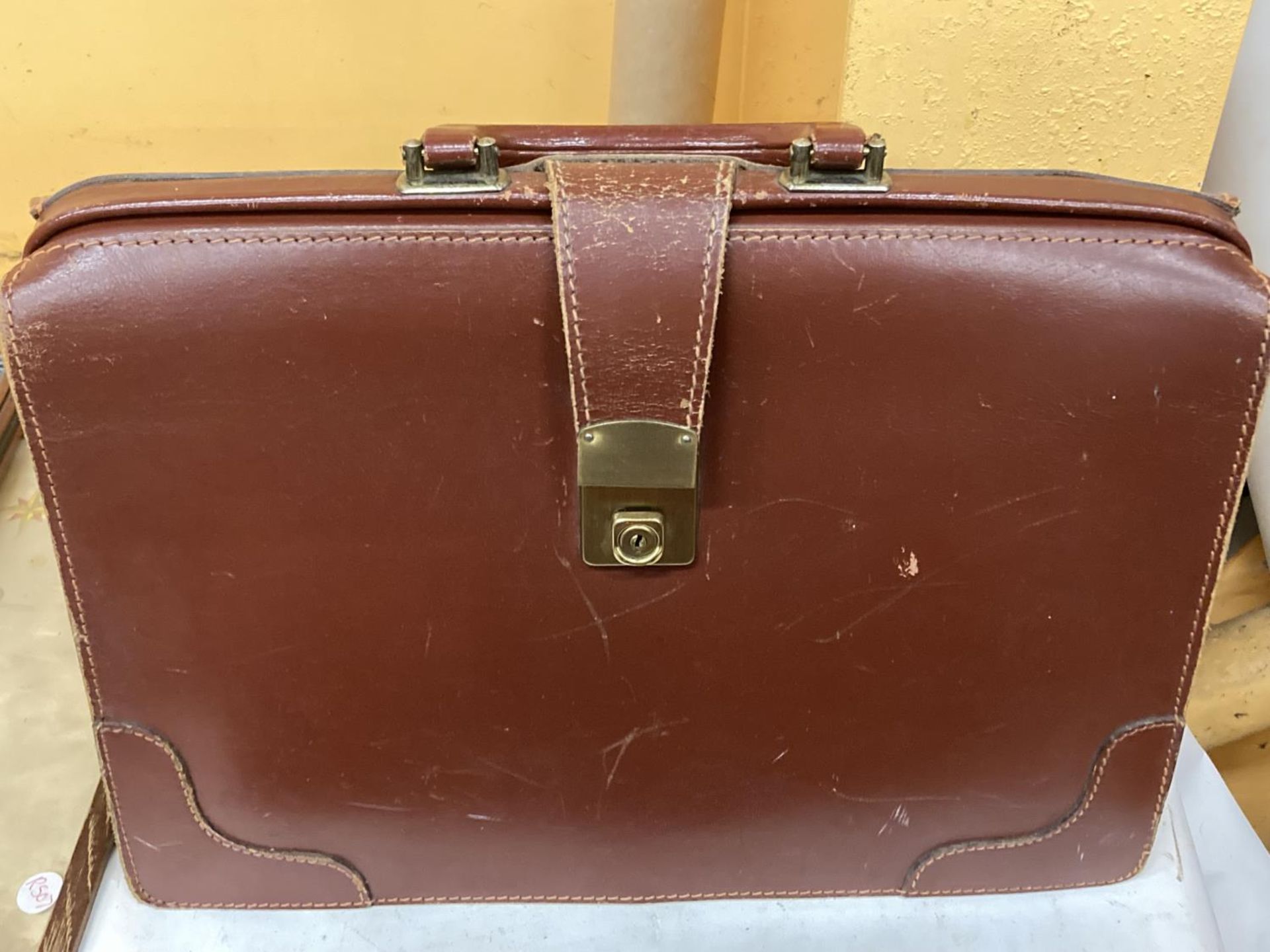 TWO VINTAGE LEATHER BRIEFCASES, ONE BEING ASHWOOD, PLUS A SUEDE SHOPPER - Image 4 of 4