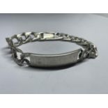 A HALLMARKED LONDON HEAVY SILVER FLAT LINK IDENTITY BRACELET GROSS WEIGHT 44.5 GRAMS