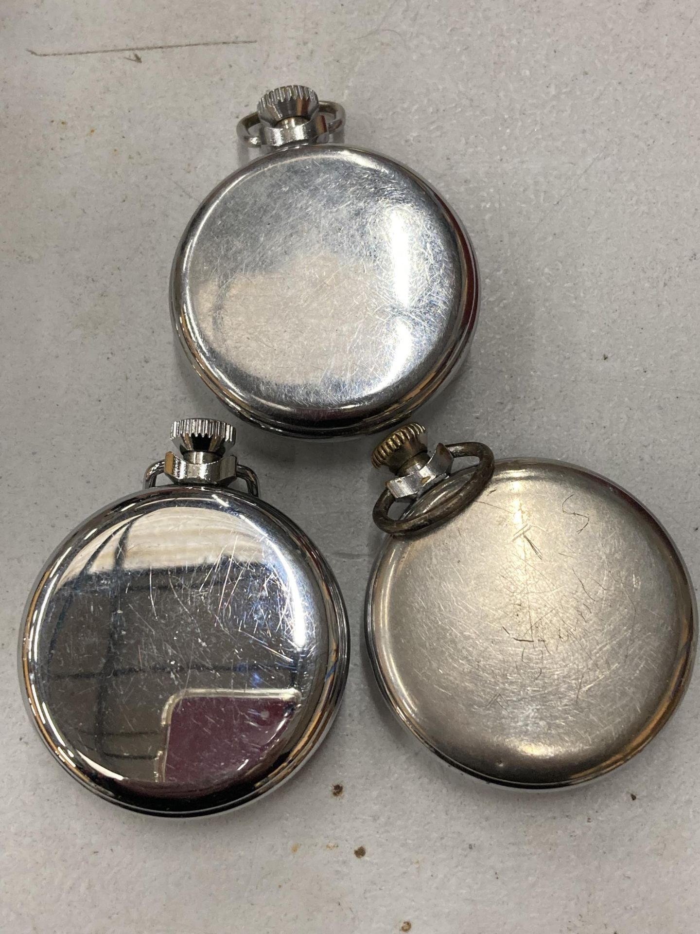 THREE VINTAGE INGERSOLL CHROME POCKET WATCHES, ALL BELIEVED WORKING - Image 2 of 5