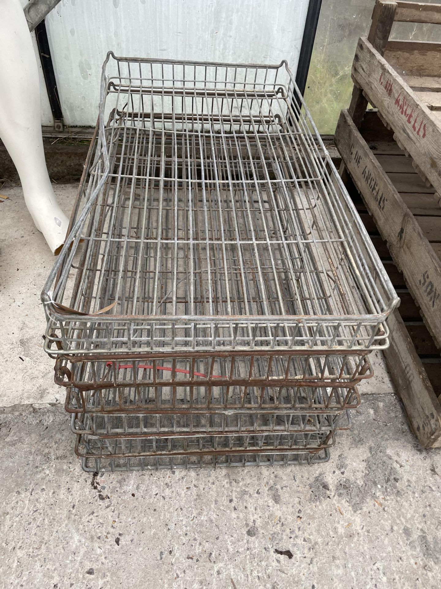 SIX VINTAGE GALVANISED MESH TRAYS