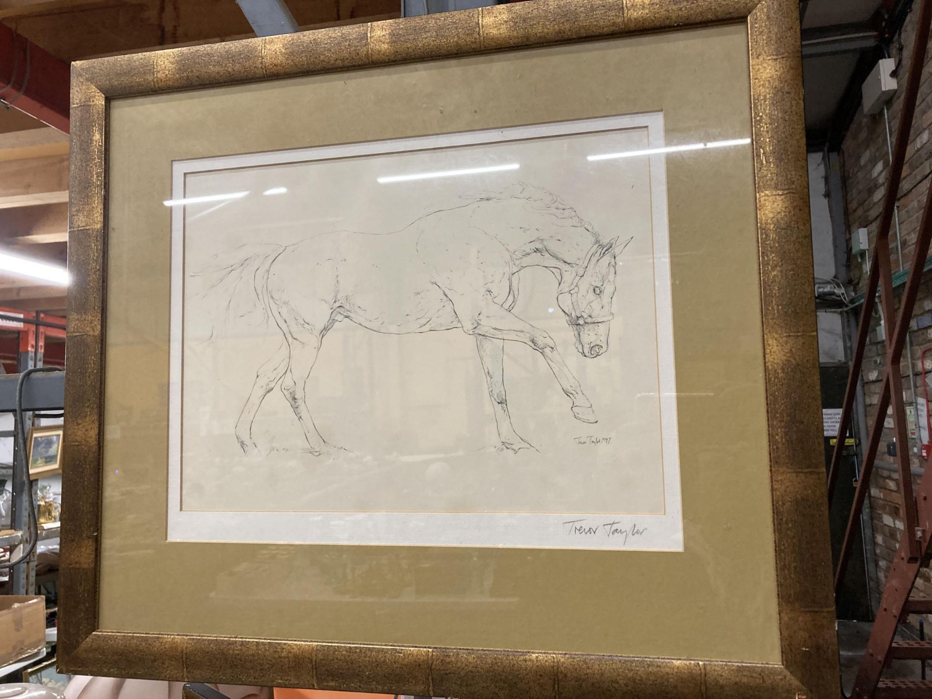 TWO FRAMED PENCIL SIGNED TREVOR TAYLOR HORSE PRINTS - Bild 4 aus 4