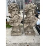 A PAIR OF DECORATIVE RESIN GREEK GOD BUSTS