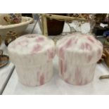 A PAIR OF ART DECO STYLE PINK FROSTED GLASS LAMP SHADES