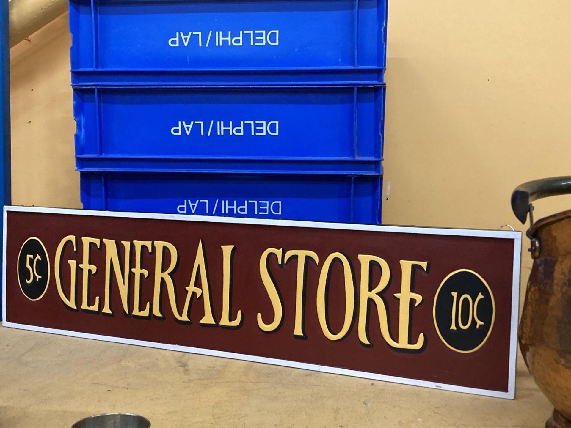 A WOODEN 'GENERAL STORE' SIGN, 100CM X 26CM