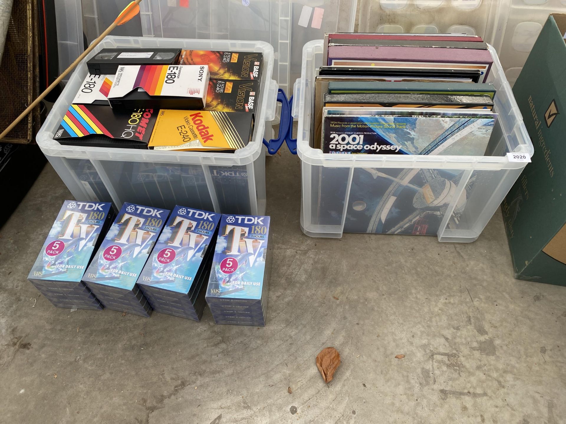 AN ASSORTMENT OF LP RECORDS AND VHS VIDEOS