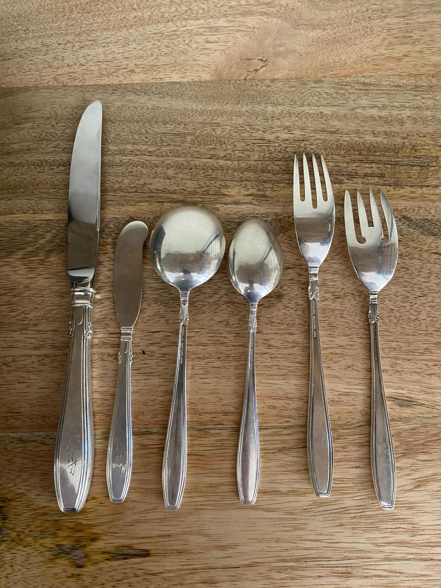 A SEVENTY TWO PIECE GORHAM STERLING SILVER 'NOCTURNE' PATTERN FLATWARE CUTLERY SET IN ORIGINAL - Bild 4 aus 16