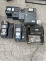 AN ASSORTMENT OF VINTAGE ELECTRIC METERS ETC