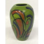 AN ANITA HARRIS LARGE GREEN VASE, SIGNED IN GOLD