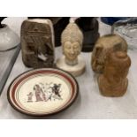 A COLLECTION OF EGYPTIAN ITEMS, BUSTS ETC