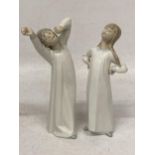 TWO FIGURES OF A GIRL AND BOY - ONE LLADRO, ONE NAO