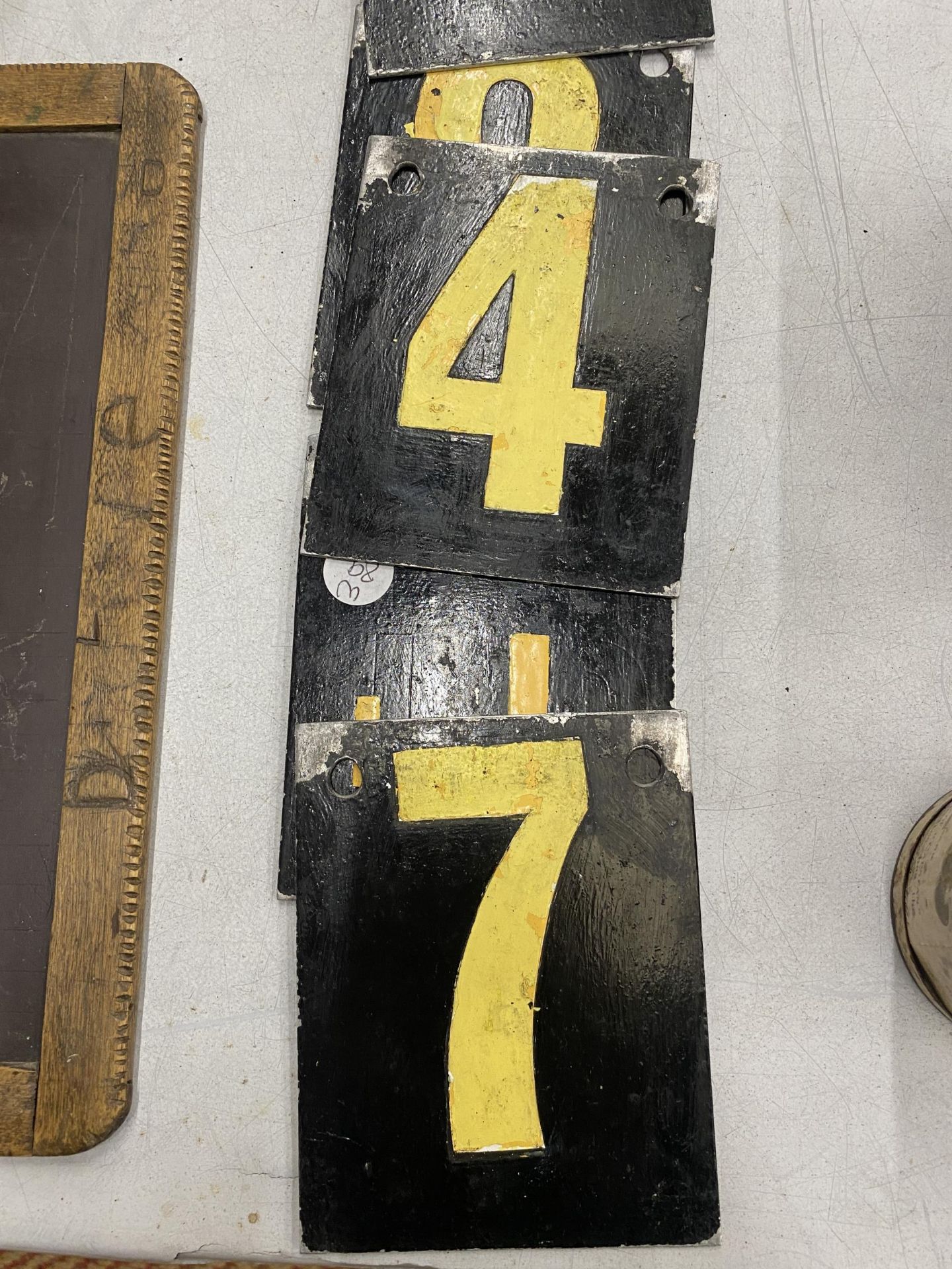 TEN VINTAGE METAL NUMBERS/SCORE PLATES - Image 2 of 3