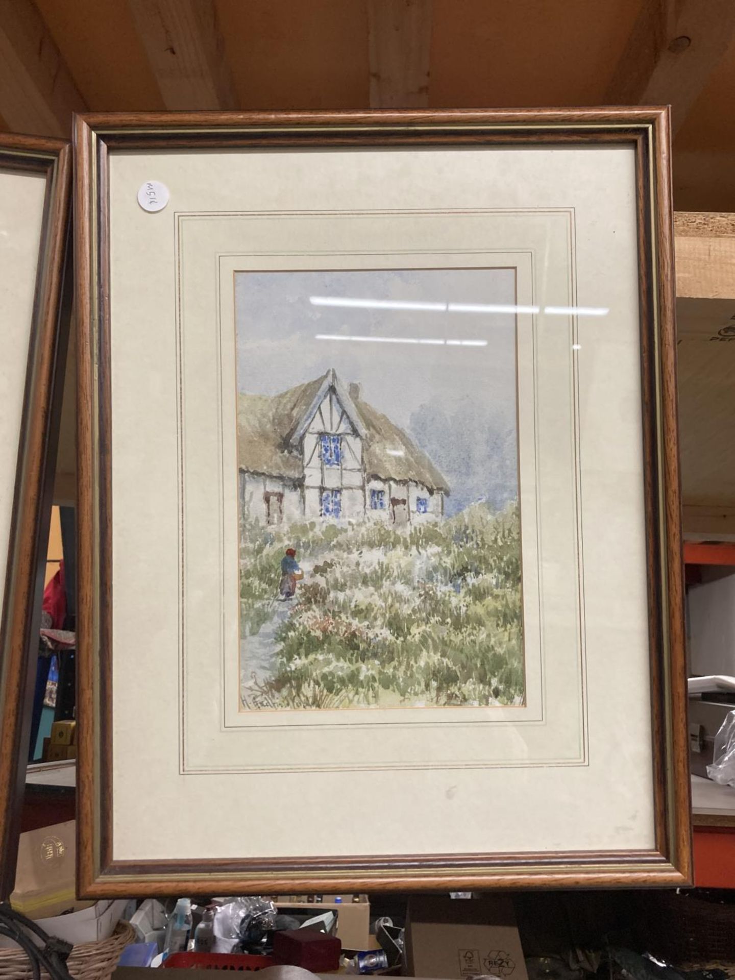 TWO FRAMED WATERCOLOURS OF COTTAGE SCENES SIGNED BY THE ARTIST HENRY HADFIELD CUBLEY - Bild 2 aus 3