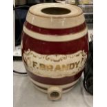 A VINTAGE CERAMIC BRANDY BARREL, HEIGHT 27CM