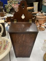 A 19TH CENTURY OAK CANDLE BOX